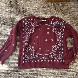 Madewell Burgundy Bandana Patterned Sweater
